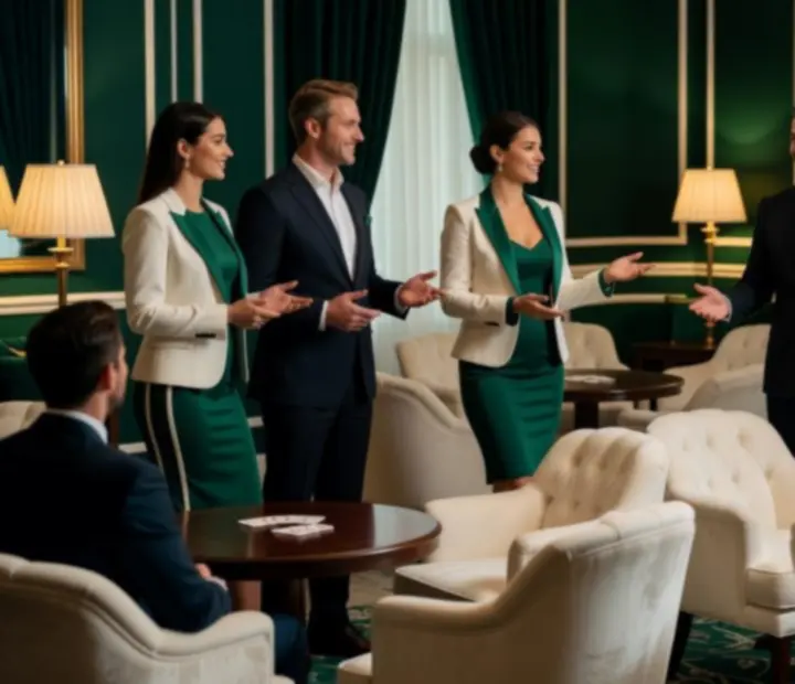 Elegáns, magyar lounge hostok és tournament directorok üdvözlik a vendégeket